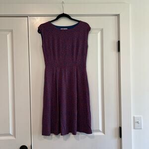 Boden Women's Fit and Flare Dress High‎ Neck Blue Red Flowers Size 6P